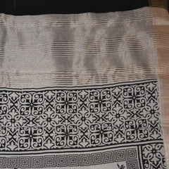 Semi Silk Cotton pure white saree with jari boarder