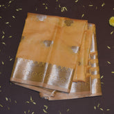 Semi silk cotton yellow saree with jari boarder