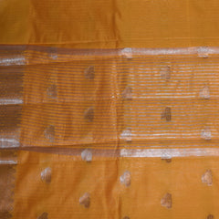 Semi silk cotton yellow saree with jari boarder
