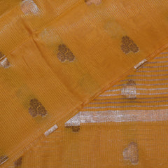 Semi silk cotton yellow saree with jari boarder