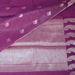 Semi silk cotton purple saree with jari boarder