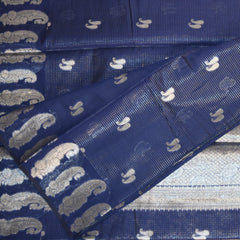 Semi Silk Cotton Navy blue saree with jari boarder
