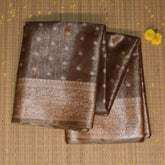 Semi Tissue Choclate brown saree with jari boarder
