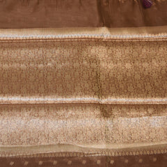 Semi Tissue Choclate brown saree with jari boarder
