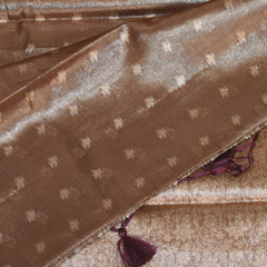 Semi Tissue Choclate brown saree with jari boarder