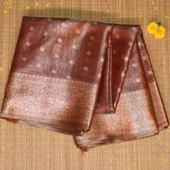 Semi Tissue peach saree with jari boarder