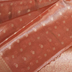 Semi Tissue peach saree with jari boarder