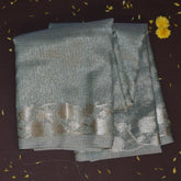 Semi Organza Ash saree with jari boarder