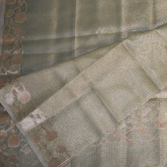Semi Organza Ash saree with jari boarder