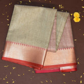 Jute silk sea green saree with jari boarder