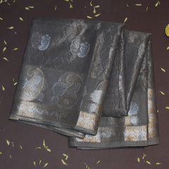 Semi Cotton Silk grey saree with jari boarder
