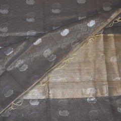 Semi Cotton Silk grey saree with jari boarder