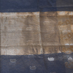 Semi Silk Cotton Blue saree with jari boarder
