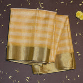 Semi Organga Silk Yellow saree with gold jari boarder