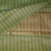 Semi Organza silk green saree with gold jari boarder