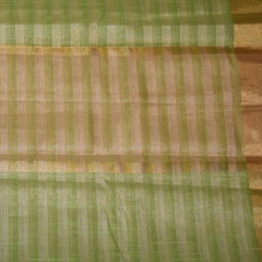 Semi Organza light green saree with gold jari boarder