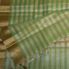 Semi Organza light green saree with gold jari boarder