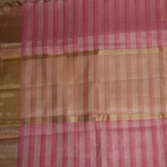 Semi Organza Silk pink saree with gold jari boarder