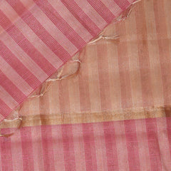 Semi Organza Silk pink saree with gold jari boarder
