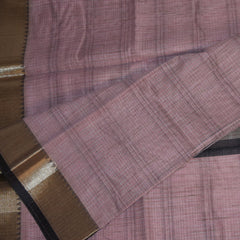 Jute silk pink saree with jari boarder