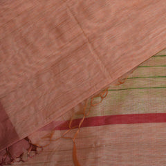Silk cotton peach saree with jari boarder