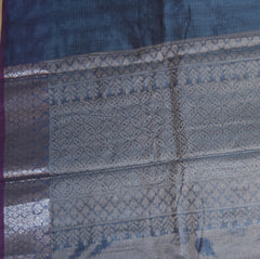 Semi Silk Cotton Ash saree with jari boarder