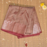 Semi Silk Cotton Peach saree with jari work