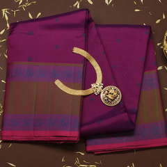 Kanchipuram Silk Dark Magenta Saree with Blouse