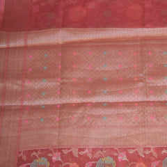 Semi Silk Cotton pink saree with jari boarder