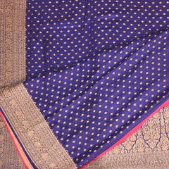 pure benarasi crepe saree navy blue saree with jari boarder