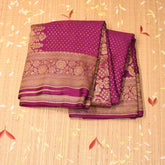 pure crepe magenta pink saree with jari boarder