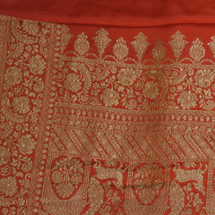 Pure silk benarasi Red and Pink saree with jari boarder