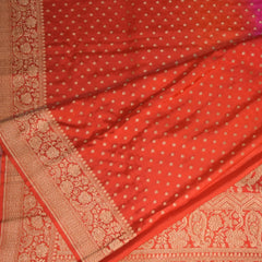 Pure silk benarasi Red and Pink saree with jari boarder