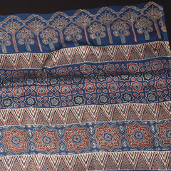 Modal silk ajrak blue saree with floral print