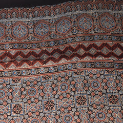 Modal silk ajrak Black saree with floral print
