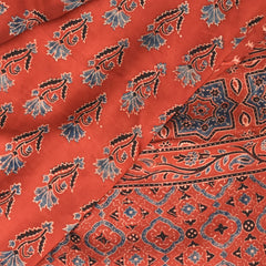 Modal silk ajrak Red saree with floral print