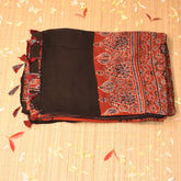 Modal silk ajrak maroon saree with floral print