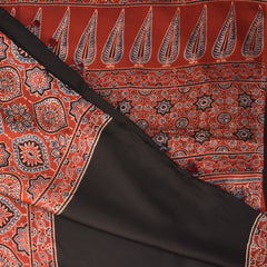 Modal silk ajrak maroon saree with floral print