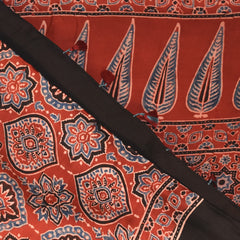 Modal silk ajrak maroon saree with floral print