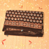 Mul Cotton Black saree with floral paint