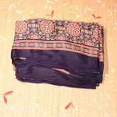 Semi Twill silk Navy blue saree with floral print