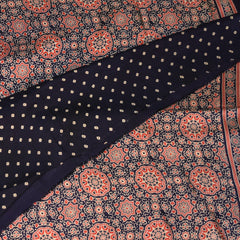 Semi Twill silk Navy blue saree with floral print