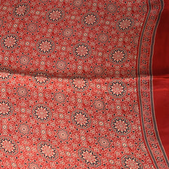 Semi Twill Silk Red saree with floral print