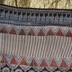 Modal silk ajrak Black saree with floral print
