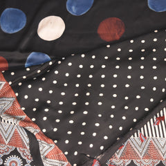 Modal silk ajrak Black saree with floral print