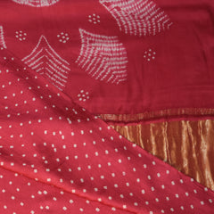 Bandini silk Ajrak Pink saree with floral print