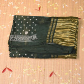Modal silk lehariya bottle green saree with floral print