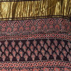 Modal silk ajrak Navy blue saree with floral print