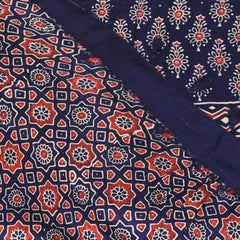 Modal silk ajrak Navy blue saree with floral print