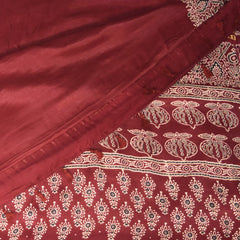 Modal silk ajrak Maroon saree with floral print